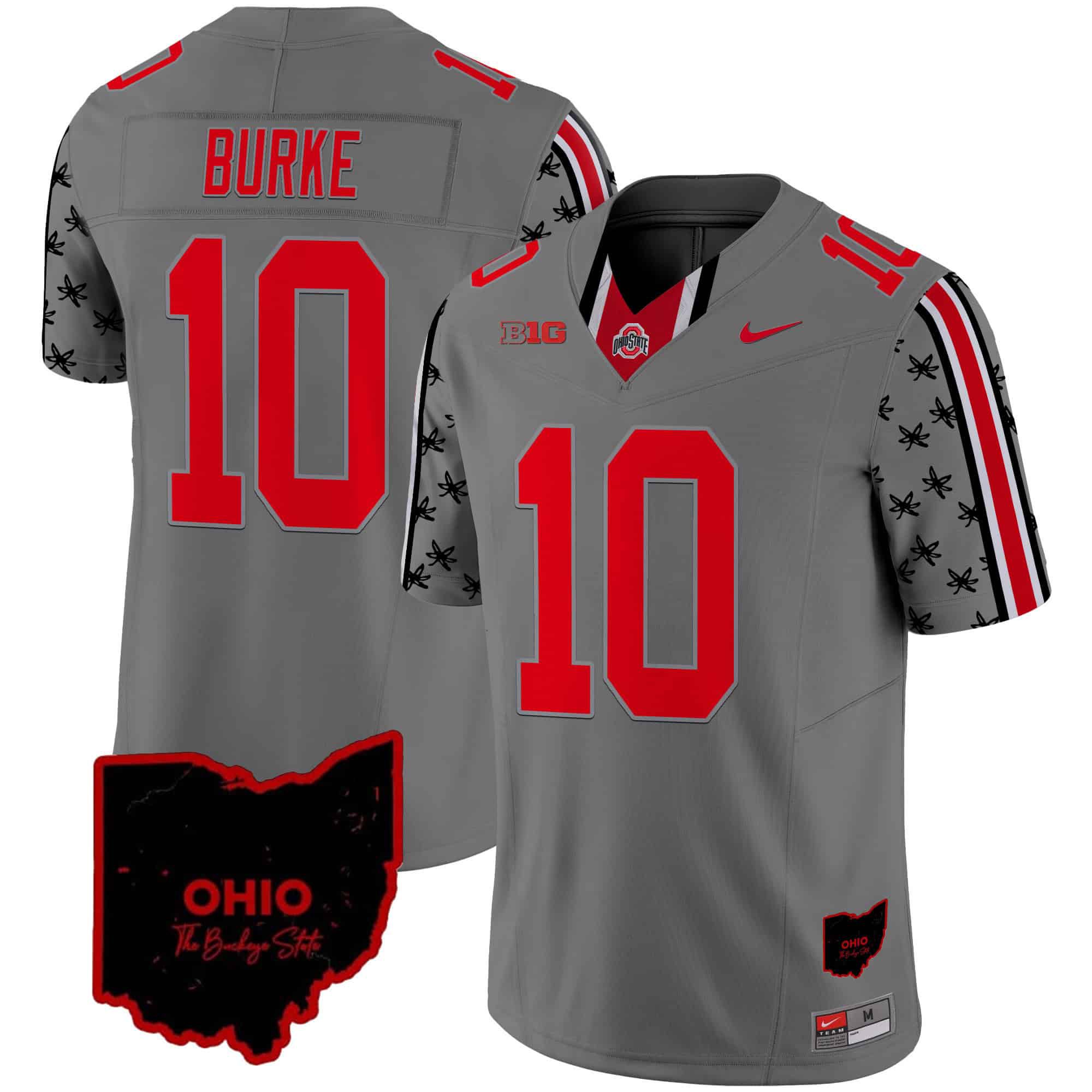 Men Ohio State Buckeyes #10 Burke Grey 2024 Nike Home Patch Vapor Limited NCAA Jersey